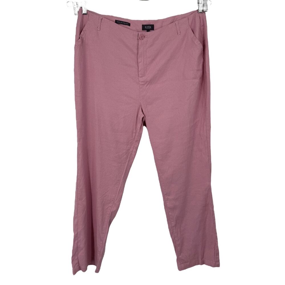 NYDJ linen Marilyn stretch linen trousers pants pink size 18